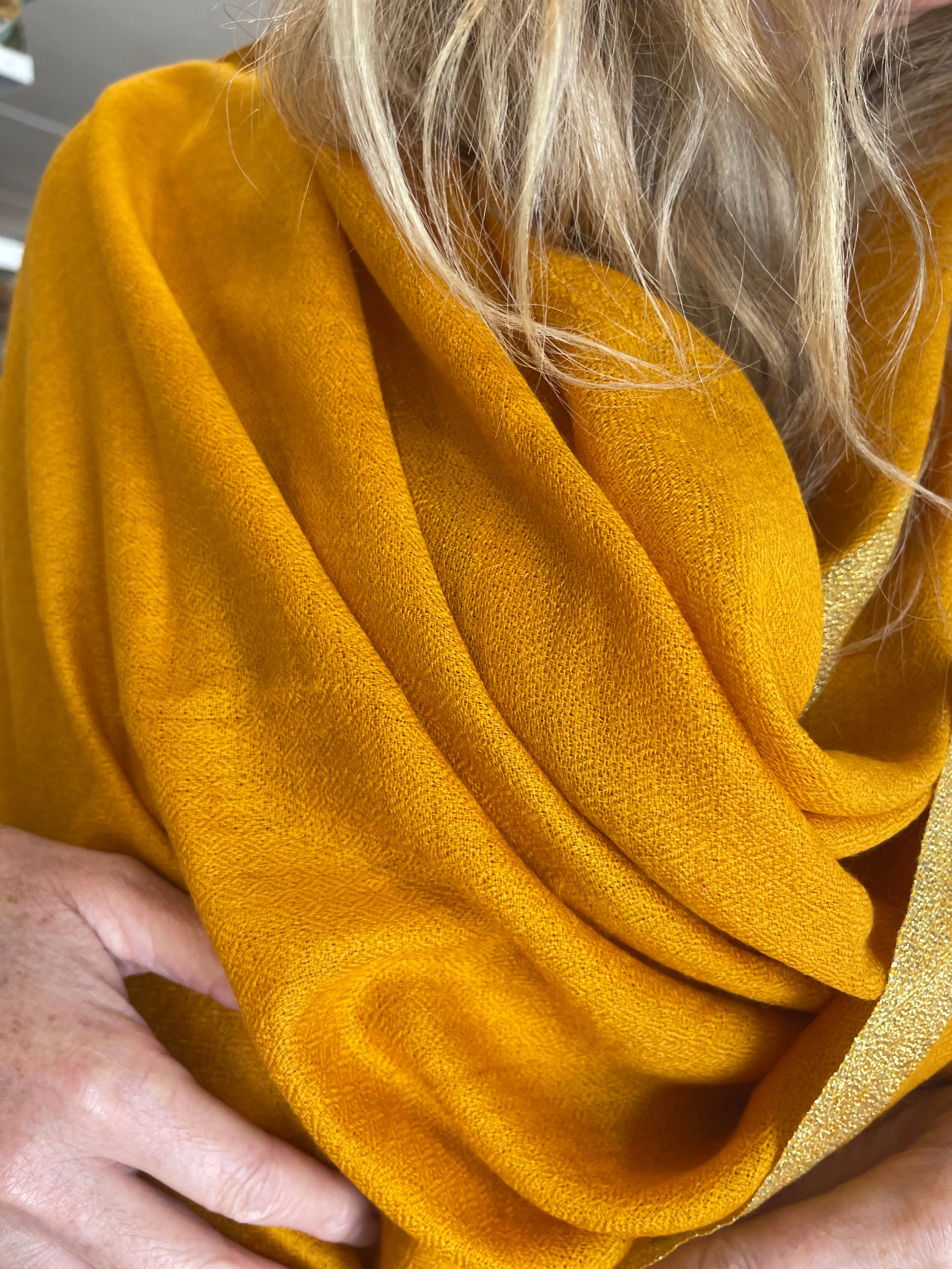 Wool Zari Scarf - Brash Turmeric