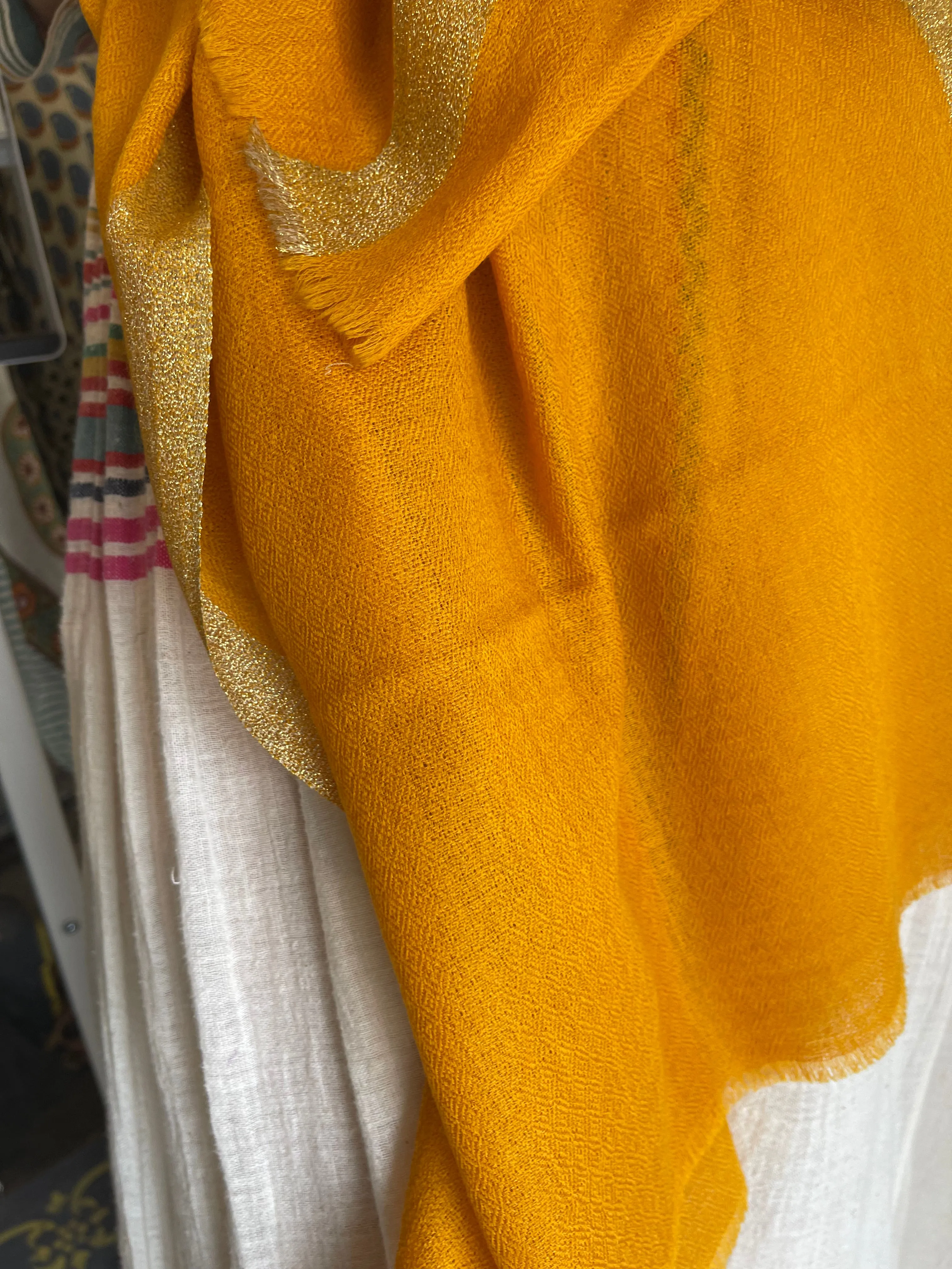 Wool Zari Scarf - Brash Turmeric