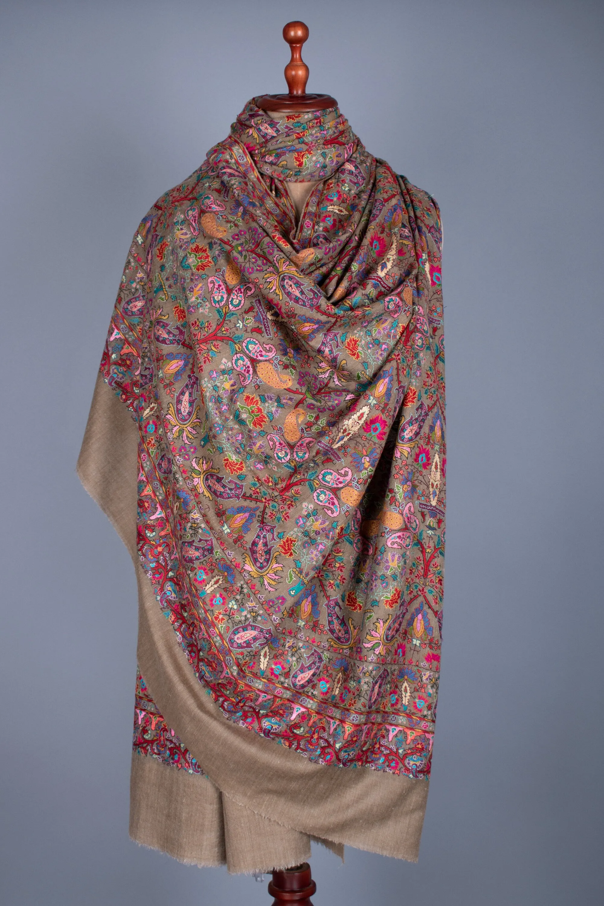 XL Pure Pashmina Shawl, Authentic Handmade Wrap, Oversized Shawl, Travel Wrap, Extra Large Shawls, Natural Wraps, 54x108" - DAVIE